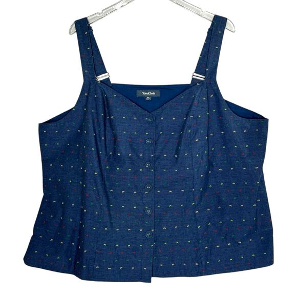 ModCloth 4X Flirtation Bustier Cotton Rainbow Speckled Denim Top Sleeveless - Picture 2 of 9